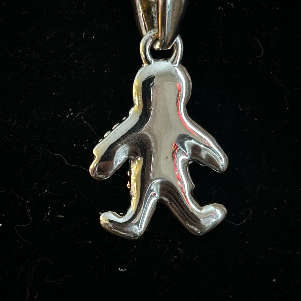 Sterling Silver Gingerbread Man Necklace - Picture 3 of 4